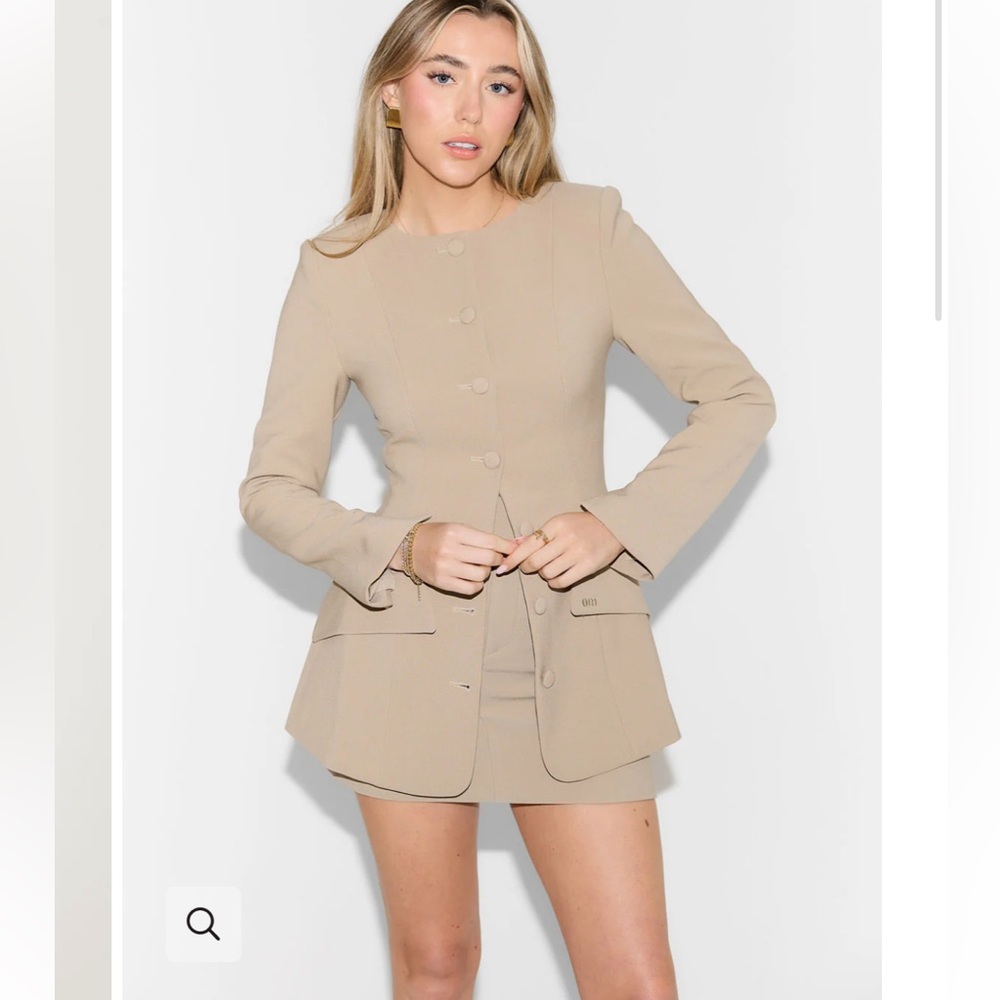 Tailored Beige Blazer Jacket - Women’s Structured Suit Jacket